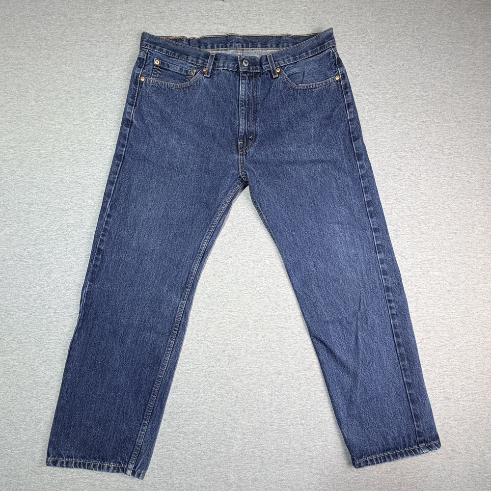 Levis 505 Jeans Men's 38x30 Regular Straight Blue Denim Wash Jeans Cotton Casual